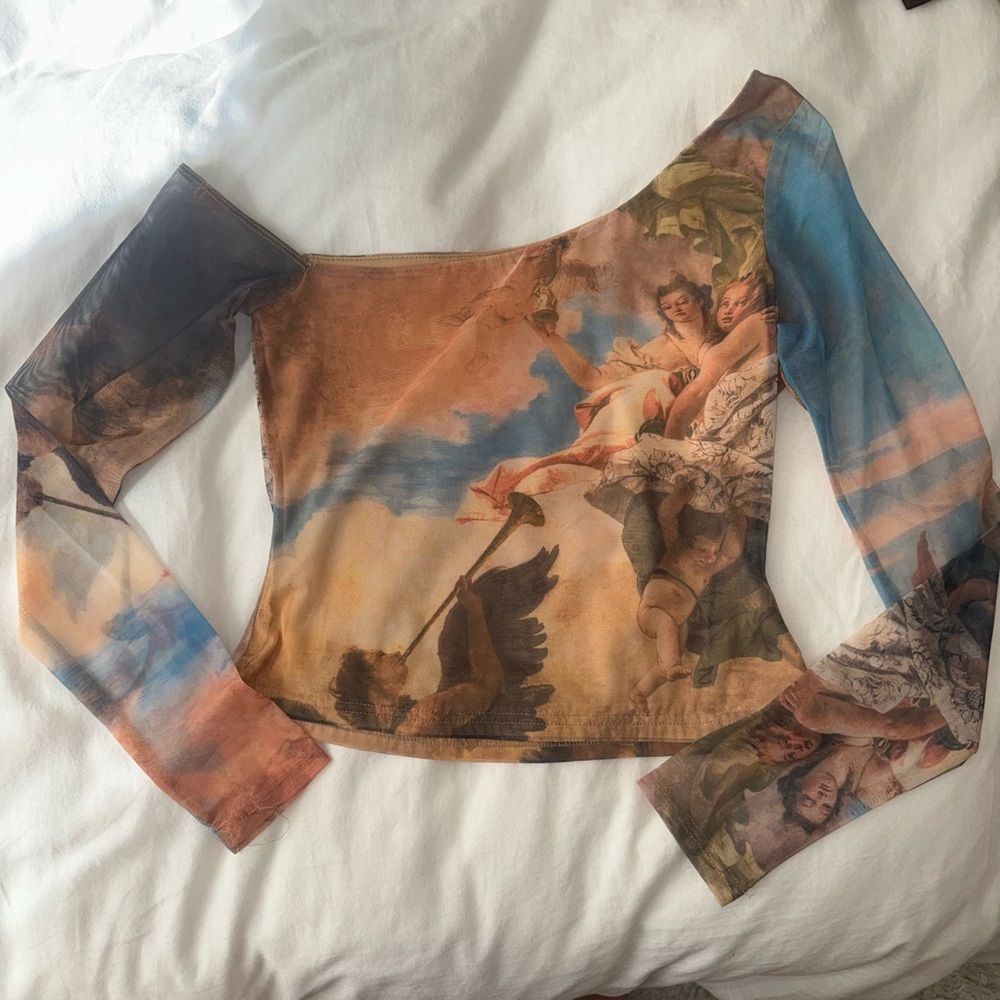 Princess Polly Orange Brown Asymmetrical Long Sleeve Blouse